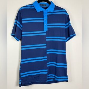 G/Fore G4 Golf Shirt Polo Circle G’s Offset Stripe Size M Blue Blueprint NWT